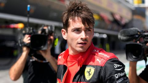 Leclerc at the pitlane after his car's breakdown.