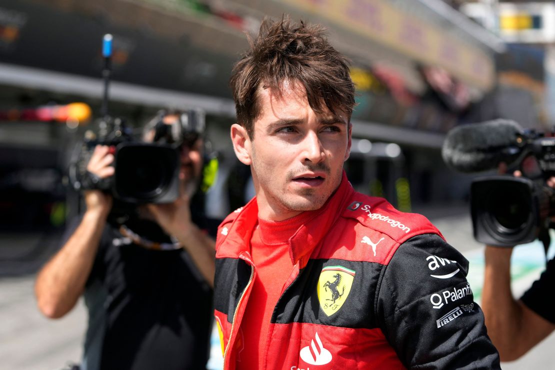 Leclerc at the pitlane after his car's breakdown.