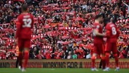 Liverpool's fans cheer their team on against Wolves.