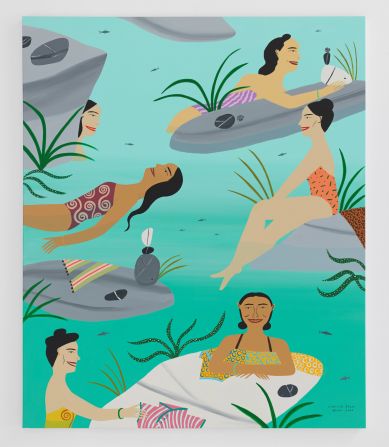 Chelsea Ryoko Wong reclaimed the historically derogatory term 'celestial' for her piece 'Celestial Women Swim in Gold.'