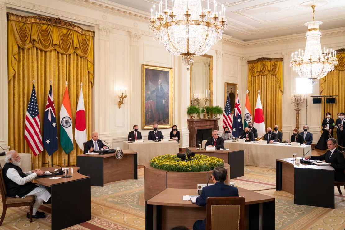 Leaders from the Quad nations shown during their first in-person summit at the White House in September 2021.
