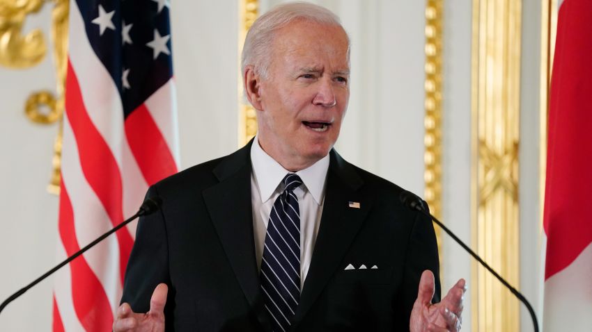 President Joe Biden speaks during a news conference with Japanese Prime Minister Fumio Kishida at Akasaka Palace, Monday, May 23, 2022, in Tokyo. (AP Photo/Evan Vucci)