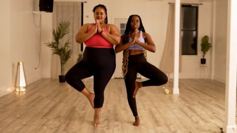 (From left) Paris Alexandra and Alicia Ferguson are the founders of BK Yoga Club, a body-positive yoga studio in Brooklyn, New York.