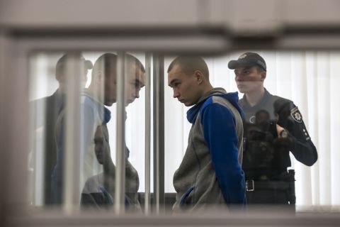 Russian soldier Vadim Shishimarin, 21, is sentenced to life in prison by a Ukrainian court in Kyiv on May 23. He was convicted of killing an unarmed civilian. It was the first war crimes trial arising from Russia's invasion.