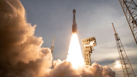 The Boeing CST-100 Starliner spacecraft is launched on an uncrewed test flight on May 19, 2022.