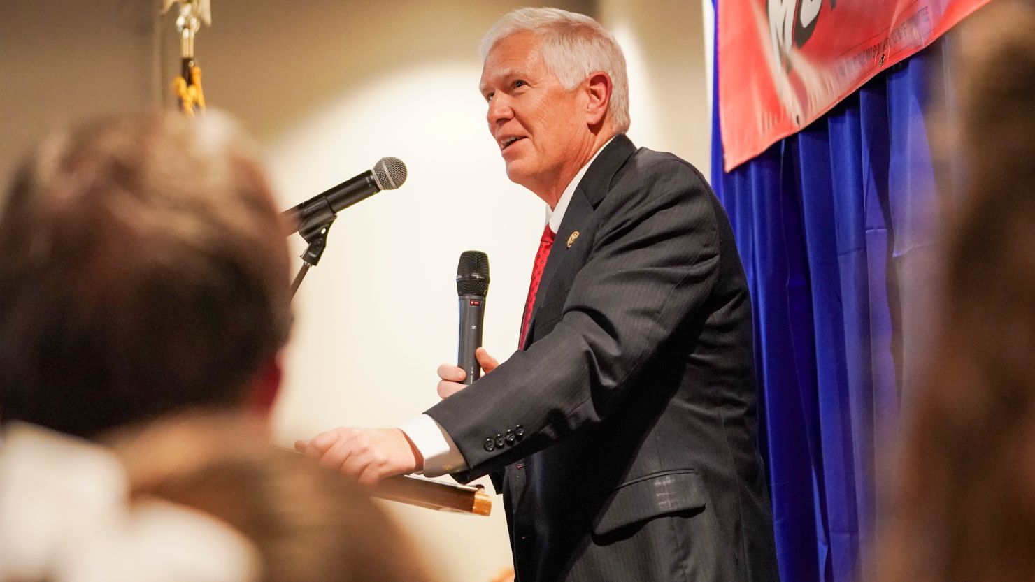 Rep. Mo Brooks makes an announcement in Huntsville, Alabama, on March 22, 2021.