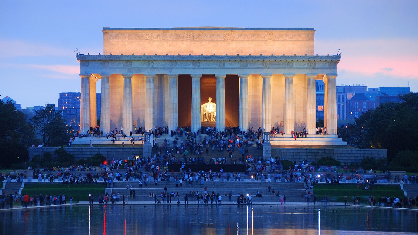 <strong>100 years of the Lincoln Memorial:</strong> One of America's most sacred spots takes on a special aura at sunset. Click through the gallery to see historical pictures.