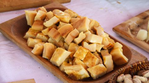 Romans loved to eat cubed cheesecake as a snack between meals.