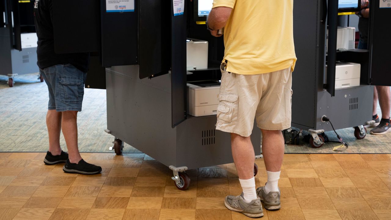 Voters at a senior center in Marietta, Georgia, are seen on May 2, 2022, as early voting begins in the state. 
