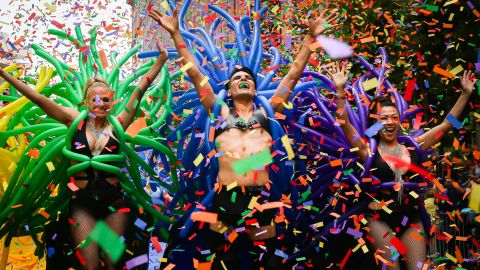 People dance in the annual Pride parade in San Francisco in 2017.