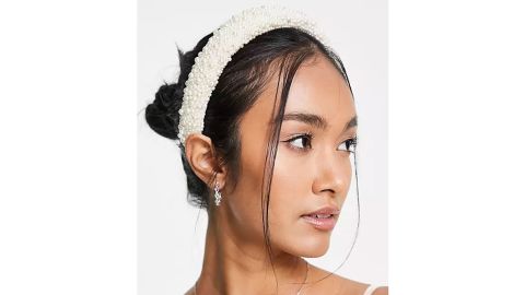 ASOS Design Padded Headband in All Over Pearl 