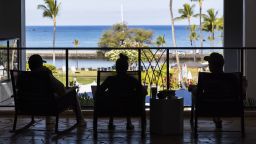 Guest sitting at the Waikoloa Beach Marriott Resort on May 23 in Waikoloa Beach, Hawaii, USA.