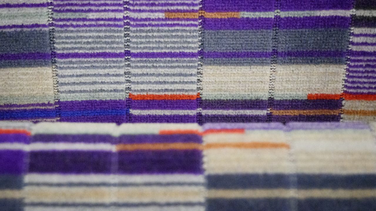 The Elizabeth line's distinctive seat coverings.
