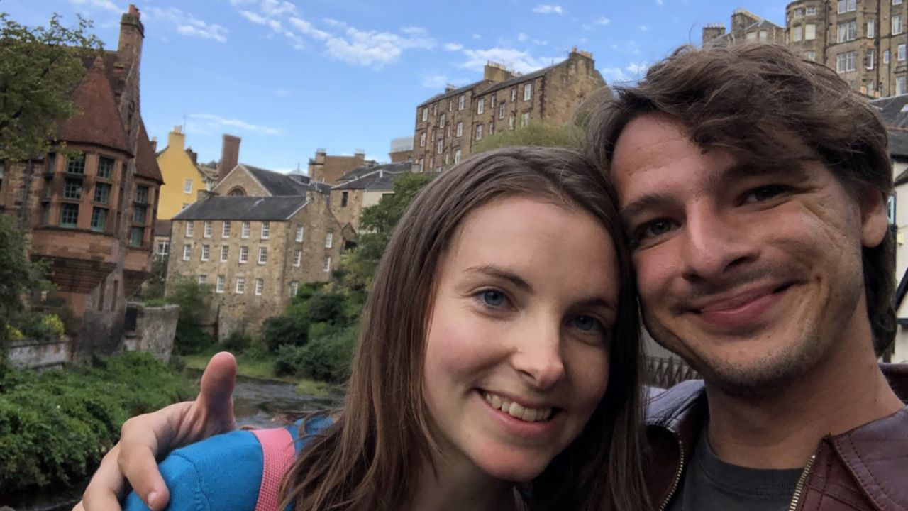 Rachael and Anthony pictured in Edinburgh, Scotland, where they now live.