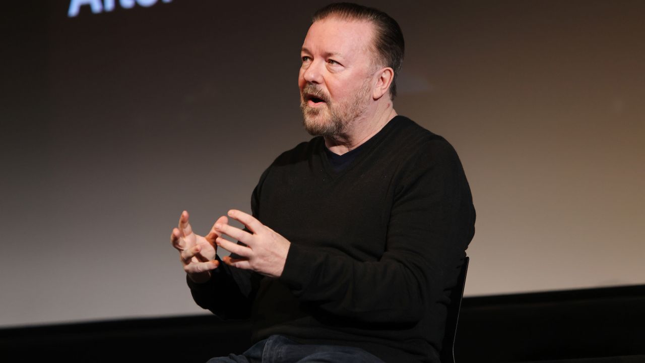 Ricky Gervais speaks onstage at the season three premiere of Netflix's "After Life" at the BFI Southbank on January 6 in London. 
