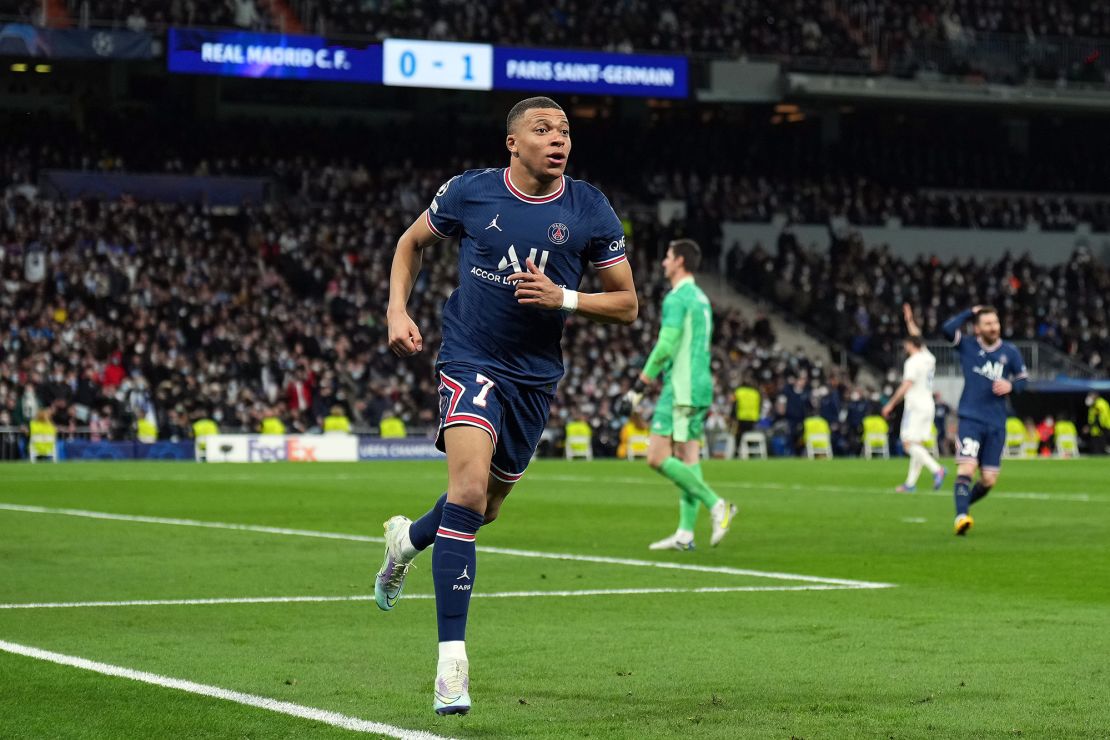 Mbappé scored a goal at the Bernabéu Stadium in PSG's 3-2 aggregate defeat to Real Madrid in the Champions League quarterfinal this year.