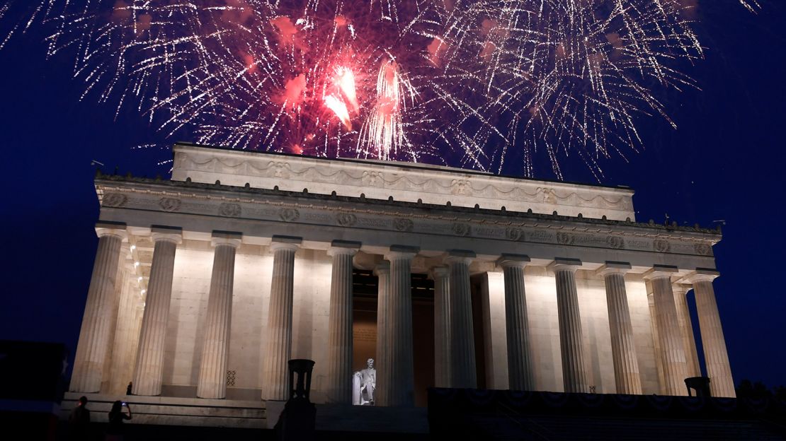 Fireworks go off over the Lincoln Memorial on July 4, 2019. It is the backdrop of many a national celebration.