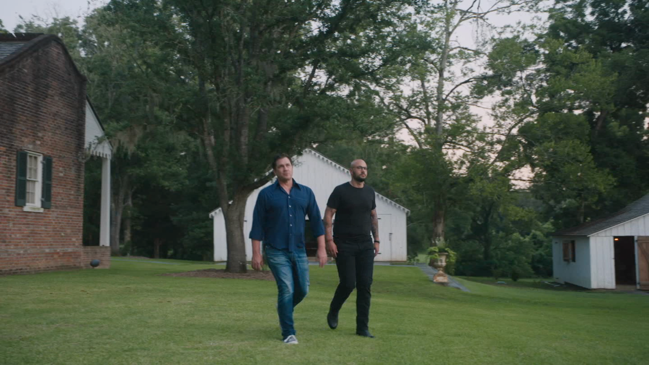 Tate Taylor give McCoy a tour of his restored plantation home. 