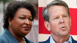 Stacey Abrams, left, and Georgia Gov. Brian Kemp, right. 