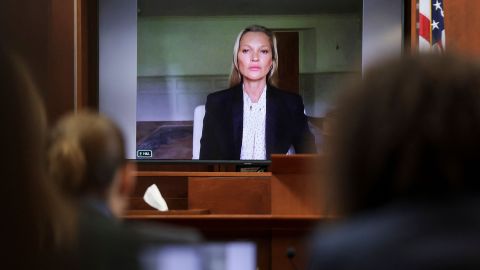 Kate Moss testifies via video on Wednesday.