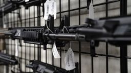 FILE PHOTO: An AR-15 upper receiver nicknamed "The Balloter" is seen for sale at Firearms Unknown, a gun store in Oceanside, California, U.S., April 12, 2021.  REUTERS/Bing Guan/File Photo