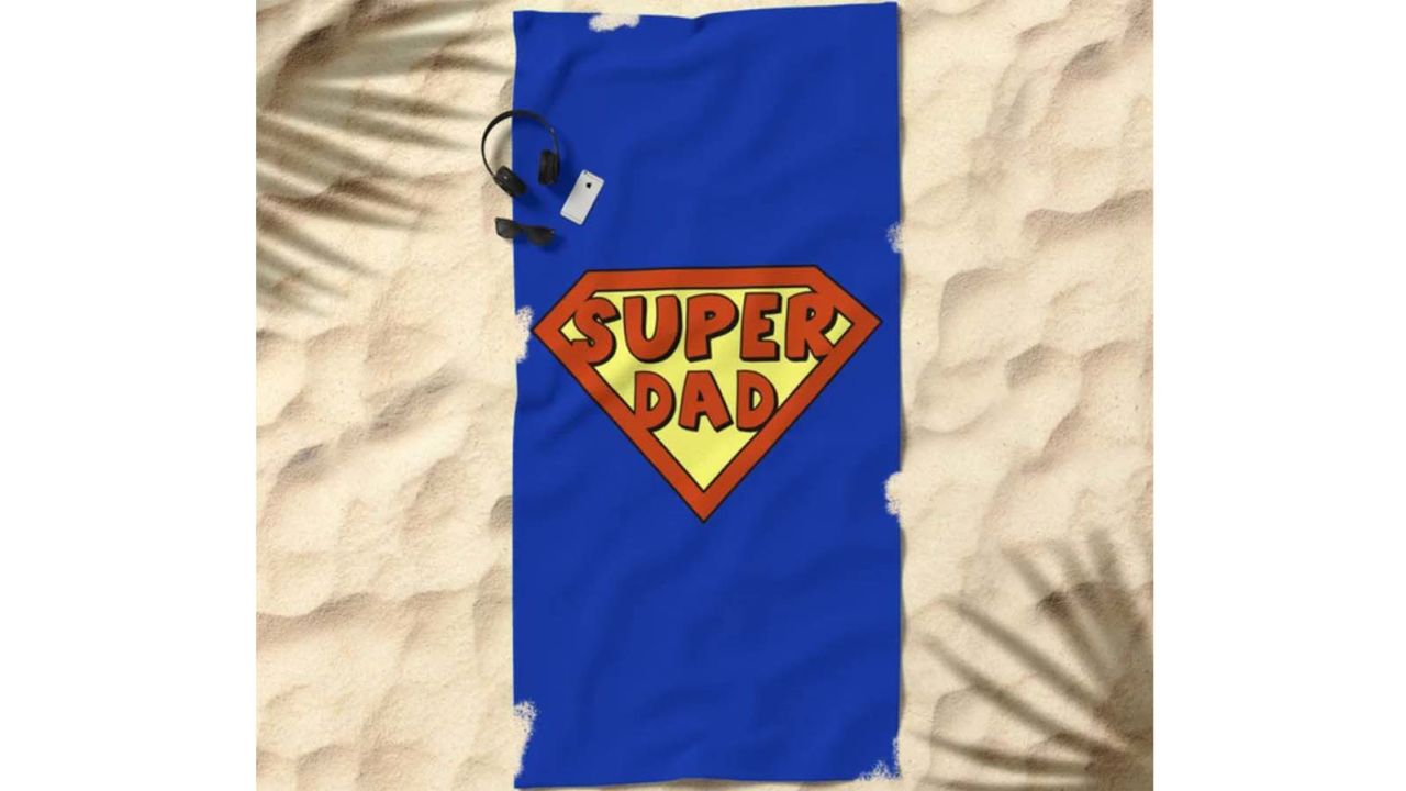 Super Dad Badge Beach Towel