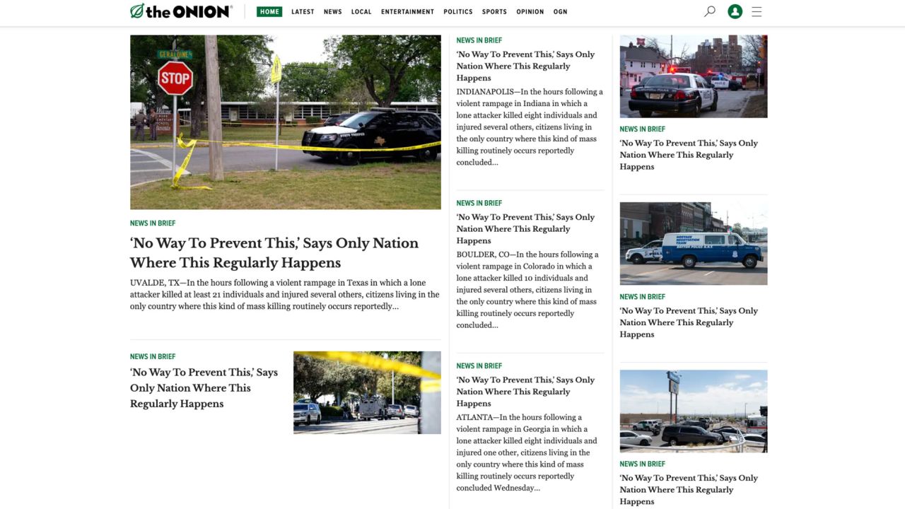 The Onion's homepage on May 25.