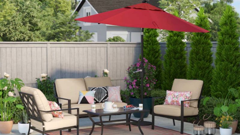 matching patio umbrella and chair cushions