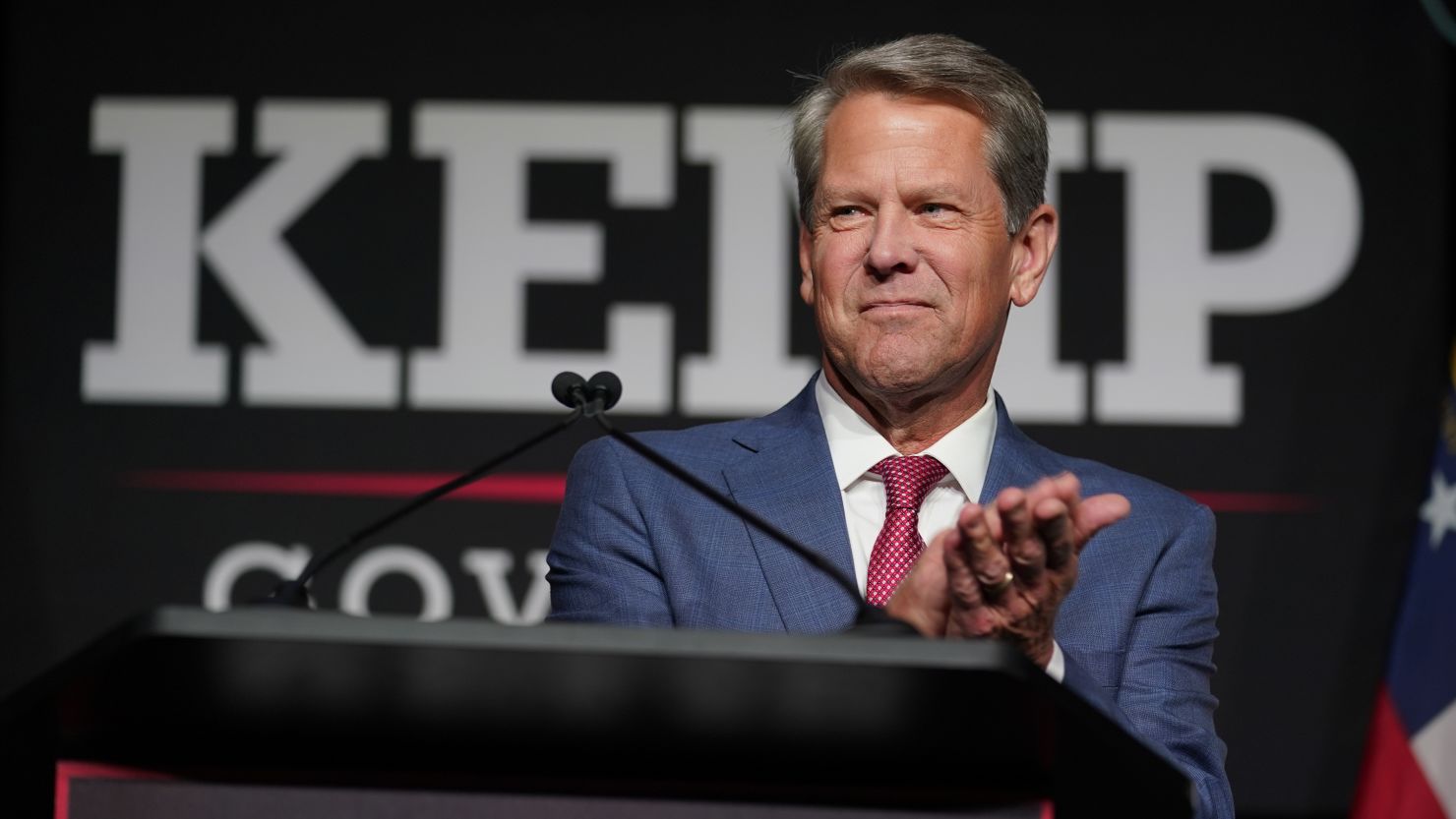Georgia Gov. Brian Kemp speaks at an election night watch party in Atlanta on May 24, 2022, after winning the Republican nomination for a second term. 