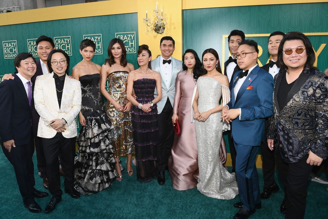 The cast of "Crazy Rich Asians" attend the movie's premiere on August 7, 2018 in Hollywood, California.  
