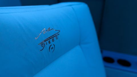 Detail of a seat inside the aircraft.