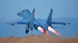 BEIJING, Sept. 9, 2017 -- File photo shows an aircraft of Chinese air force carrying out a training to take part in the "Shaheen VI" joint training exercises. The air forces of China and Pakistan began joint training exercises in China on Sept. 7, 2017 and it will run until Sept. 27. (Xinhua/Liu Chang via Getty Images)