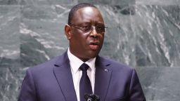 NEW YORK, NEW YORK - SEPTEMBER 24:  President of Senegal Macky Sall addresses the 76th Session of the U.N. General Assembly at U.N. headquarters on September 24, 2021 in New York City. More than 100 heads of state or government are attending the session in person, although the size of delegations are smaller due to the Covid-19 pandemic. (Photo by John Angelillo - Pool/Getty Images)