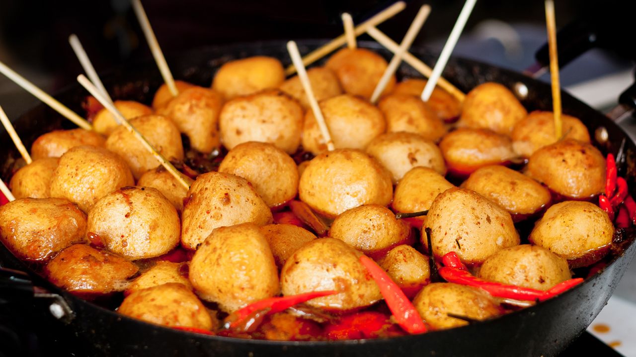 Hong Kong's curry fish balls are known for their rich, robust flavor.
