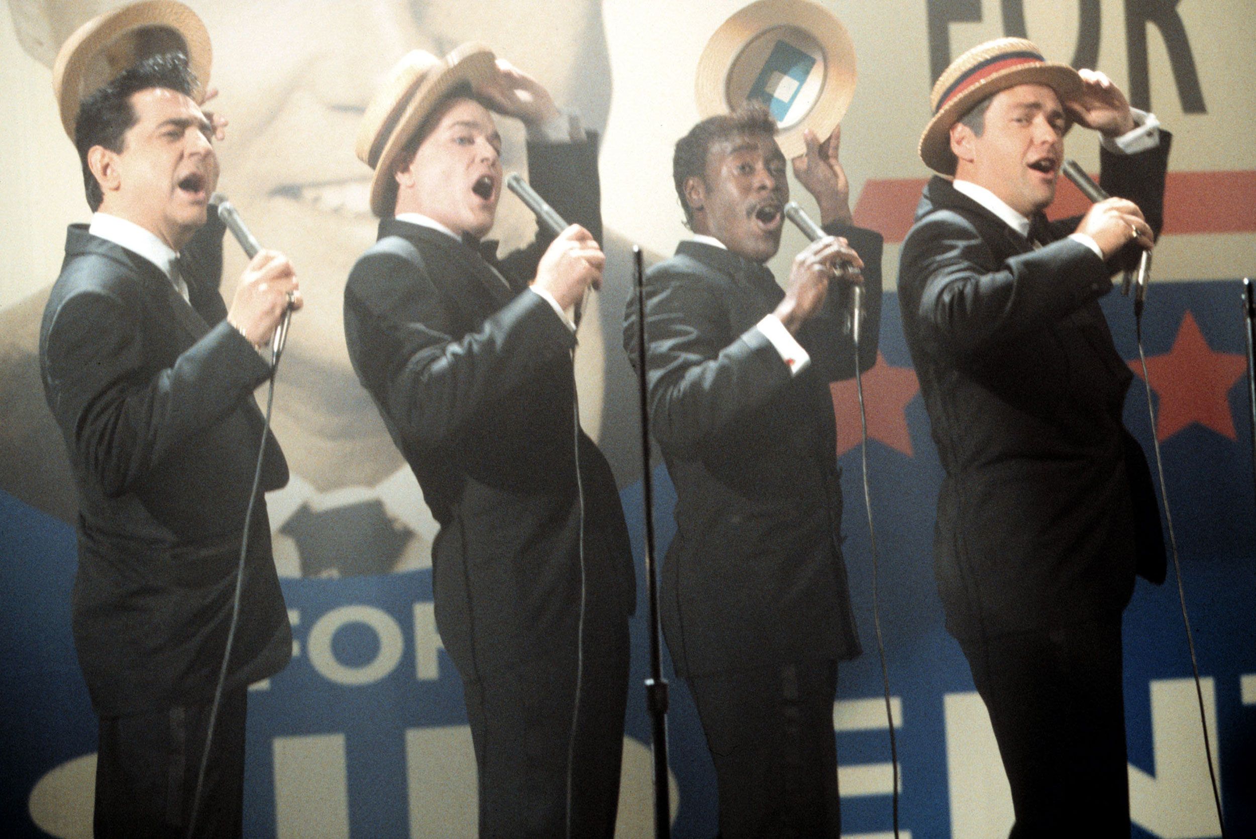 From left, Joe Mantegna, Liotta, Don Cheadle, and Angus MacFadyen in 'The Rat Pack' (1998).