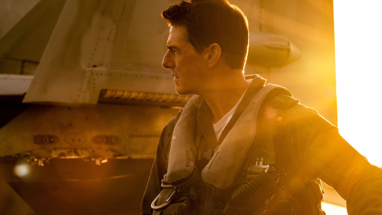 Tom Cruise playing Captain Pete "Maverick" Mitchell in "Top Gun: Maverick" from Paramount Pictures, Skydance and Jerry Bruckheimer Films. The film has become the highest-grossing movie of the year.