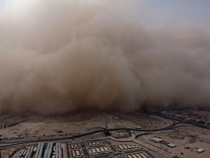 A massive dust storm advances into Kuwait City on Monday, May 23.