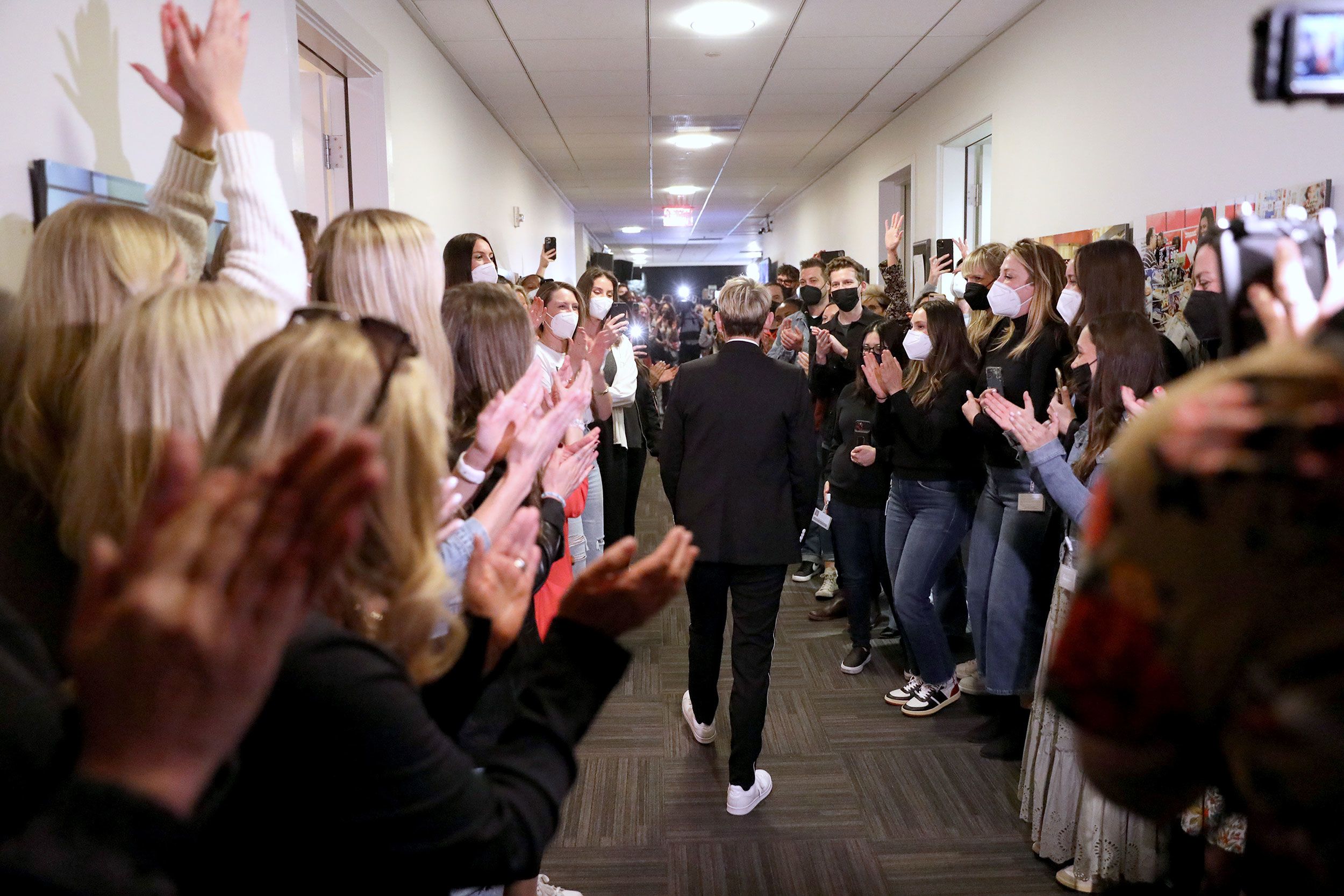 DeGeneres is seen during a taping of the series finale of "The Ellen DeGeneres Show" at the Warner Bros. lot in Burbank, California.