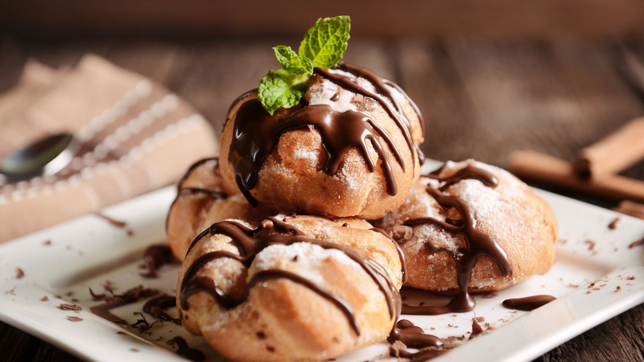 Profiteroles: What's better than a cream puff? A cream puff covered with chocolate. 
