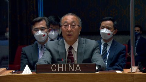 L'ambassadeur de Chine auprès de l'ONU Zhang Jun s'exprime lors d'une réunion du Conseil de sécurité jeudi.