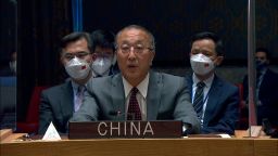 China's Ambassador to the UN Zhang Jun speaks during a meeting of the Security Council on Thursday.