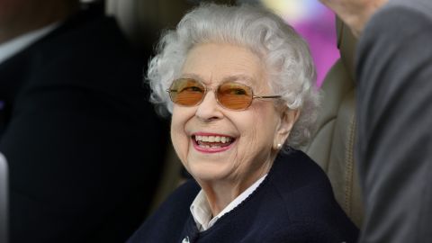 The Queen beams with delight while visiting the Royal Windsor Horse Show in the UK on May 13, 2022. 