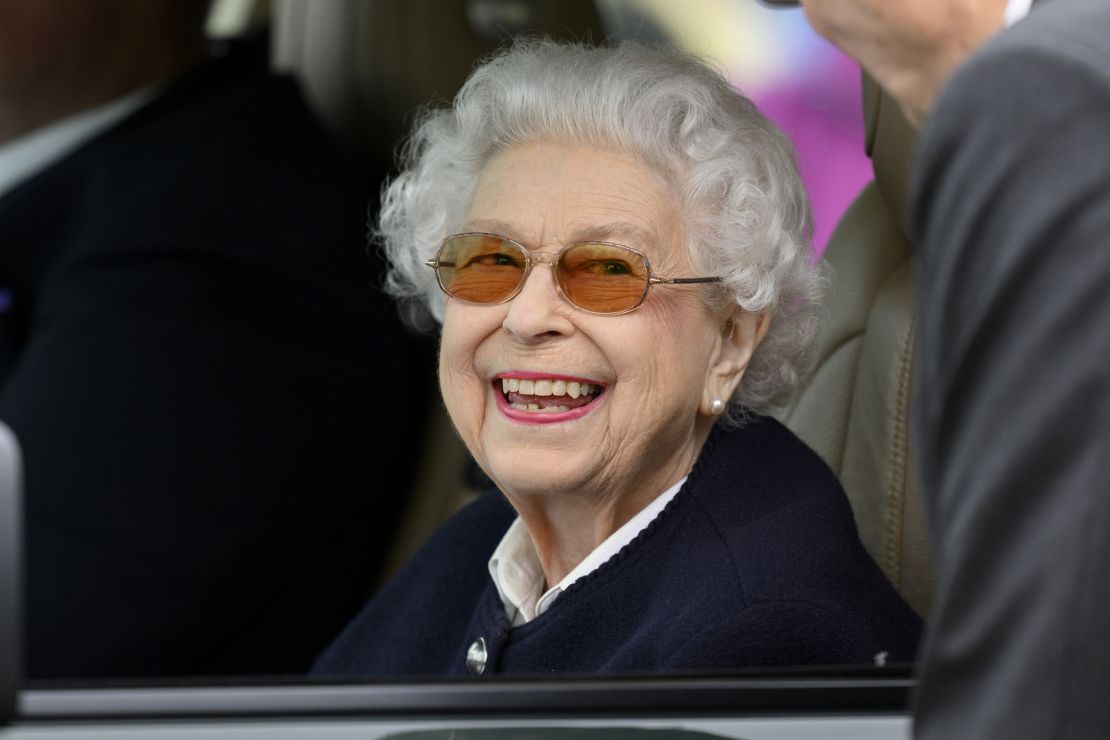 The Queen beams with delight while visiting the Royal Windsor Horse Show in the UK on May 13, 2022. 