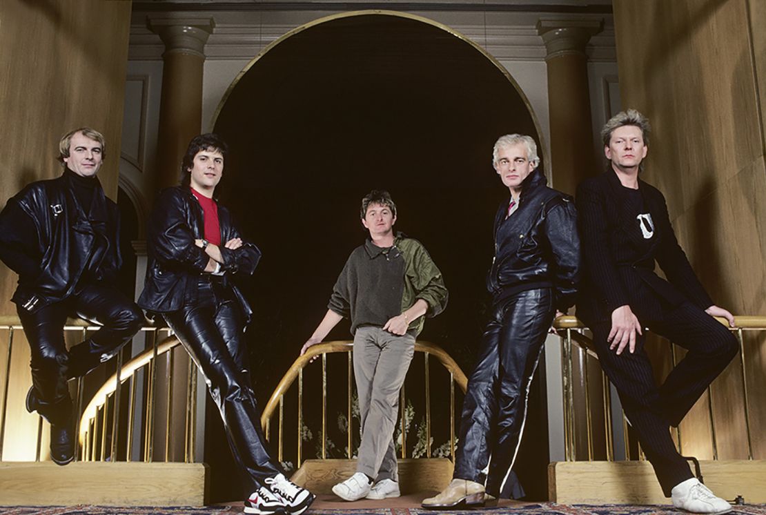 (L-R) Alan White, Trevor Rabin, Jon Anderson, Tony Kaye and Chris Squire of Yes, in 1983