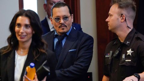 Johnny Depp arrives for closing arguments on Friday.