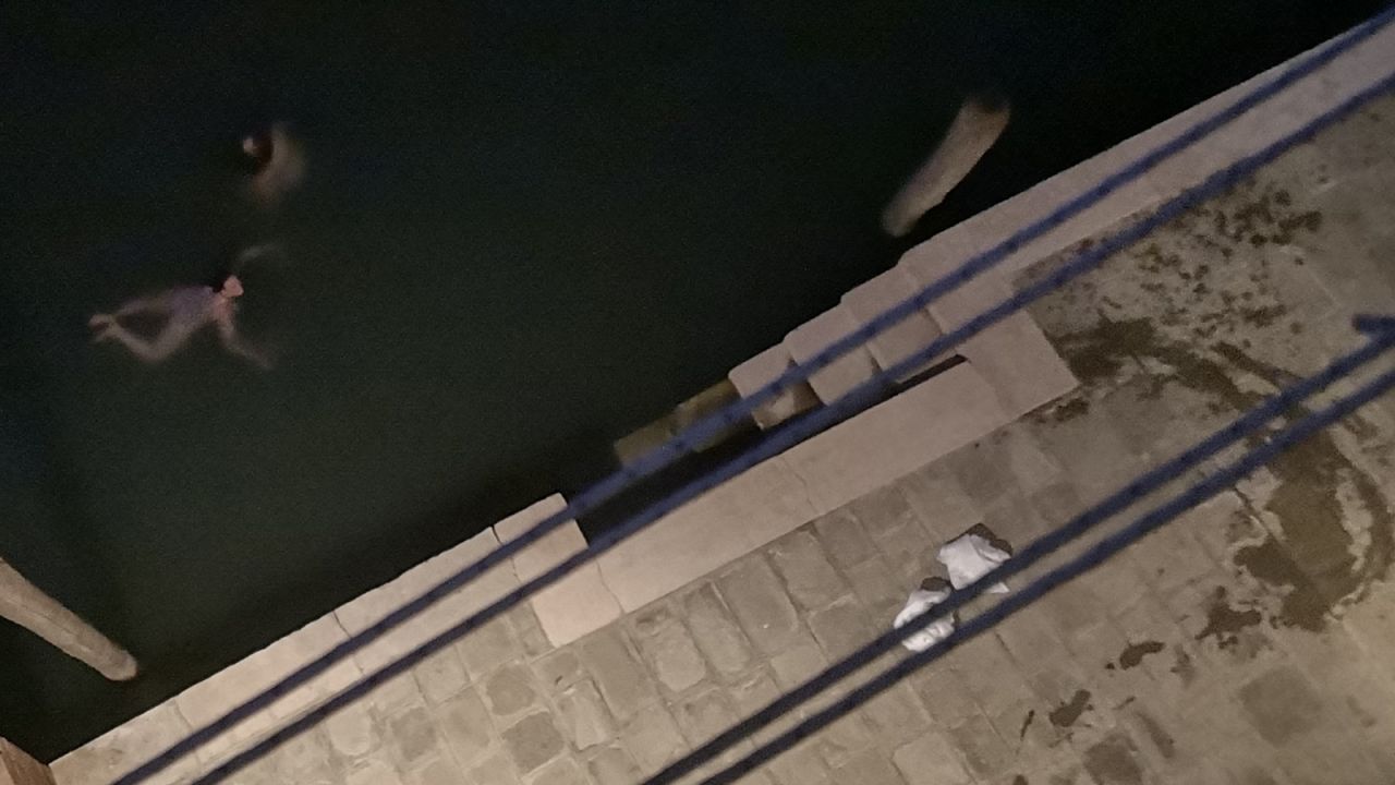 Two American tourists went skinny-dipping in a canal.