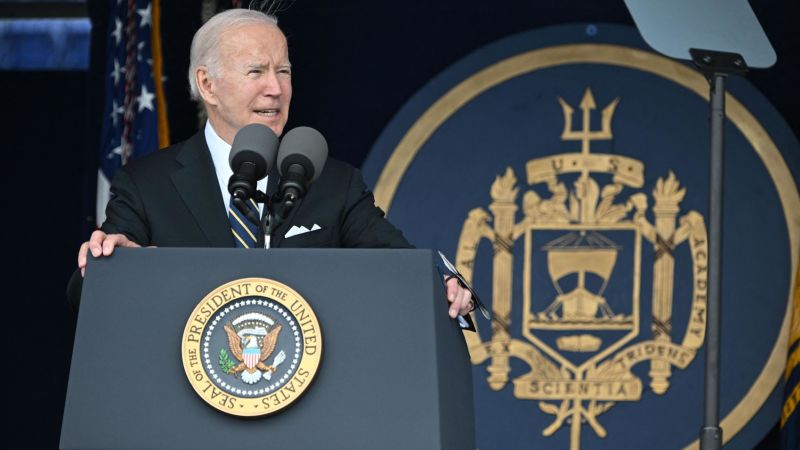 Biden Warns Naval Academy Grads of 'Brutal' Russia and an