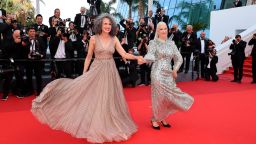 Helen Mirren and Andie MacDowell attend the screening of "Mother And Son (Un Petit Frere)" during the 75th annual Cannes film festival at Palais des Festivals on May 27, 2022 in Cannes, France.