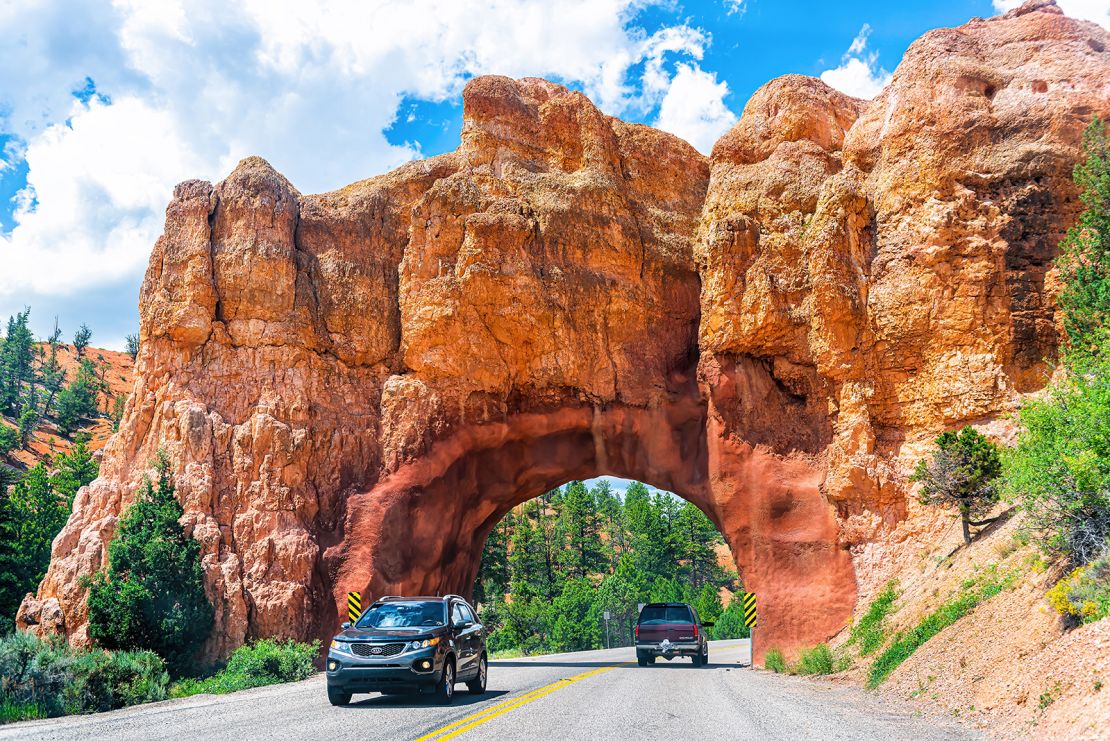 Travelers tunnel through some breathtaking scenery near Bryce Canyon National Park in Utah. 