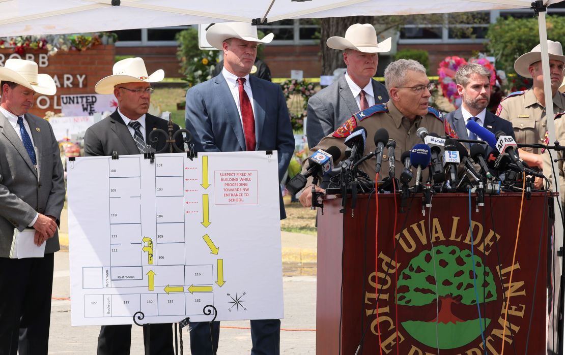 Steven McCraw, director of the Texas Department of Public Safety, speaks during a press conference on May 27, 2022.